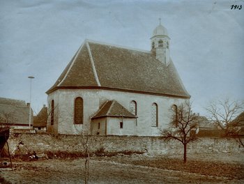 Kirche St. Ägidius, Meckenheim 1913, Nordseite Altes Bild von 1913 mit der Seitenansicht einer Kirche